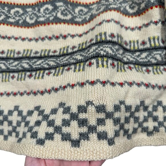 VTG Handmade in Norway Wool Cardigan Nordic Fair Isle Sweater Women's Sz M - Picture 10 of 13